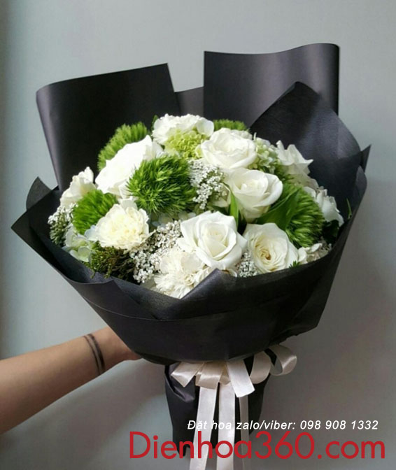 Hoa sinh nhật hoa hồng trắng