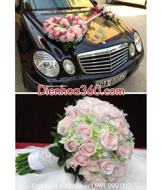 Xe hoa cưới  xe hoa hình tim  flower wedding