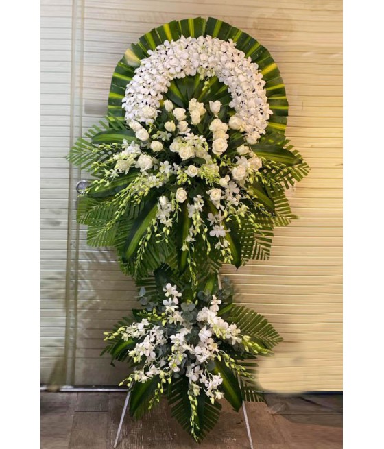 Vòng hoa tang lễ trắng CB10