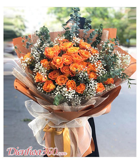 Bó hoa tặng sinh nhật màu cam