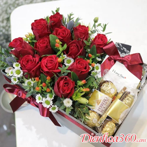 hộp hoa hồng socola tặng Valentine 1402