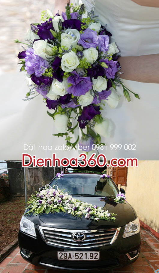 Xe hoa cưới đẹp | hoa cầm tay cô dâu màu tím
