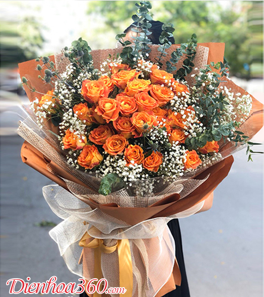 Bó hoa tặng sinh nhật màu cam