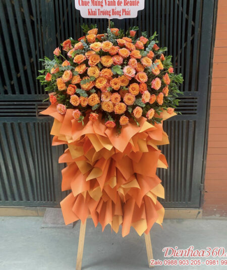 Kệ hoa khai trương đẹp màu cam