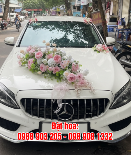 Hoa giả trang trí xe hoa