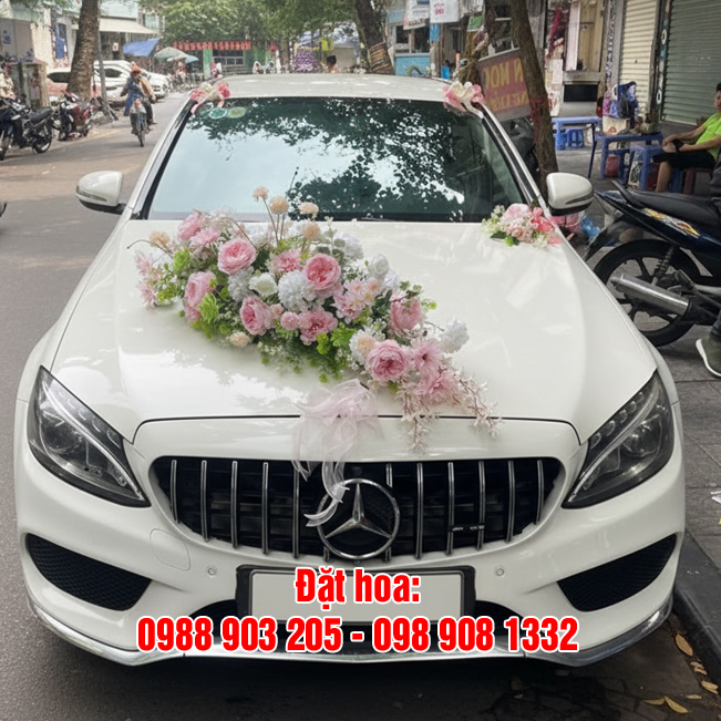 Hoa giả trang trí xe hoa