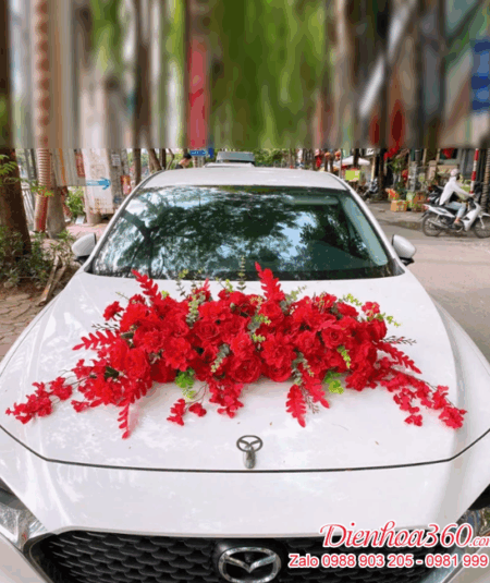 Hoa lụa trang trí xe cưới