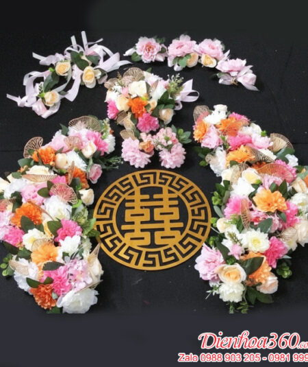 Hoa lụa trang trí xe hoa có nam châm