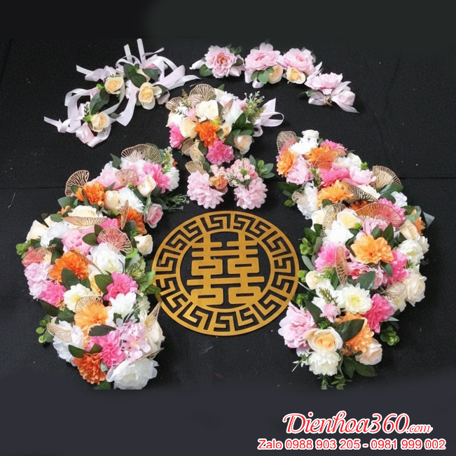 Hoa lụa trang trí xe hoa có nam châm